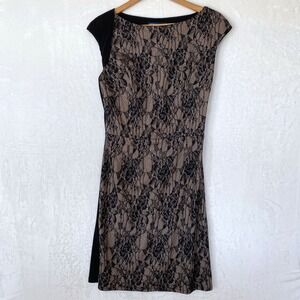 American Living Women's Black Lace Overlay Fairy Goth Sheath Dress Size 14